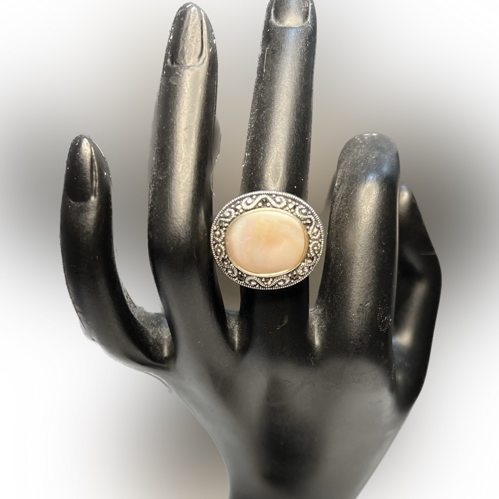 Antique Art Deco 925 sterling silver  Moonstone Filigree Ring